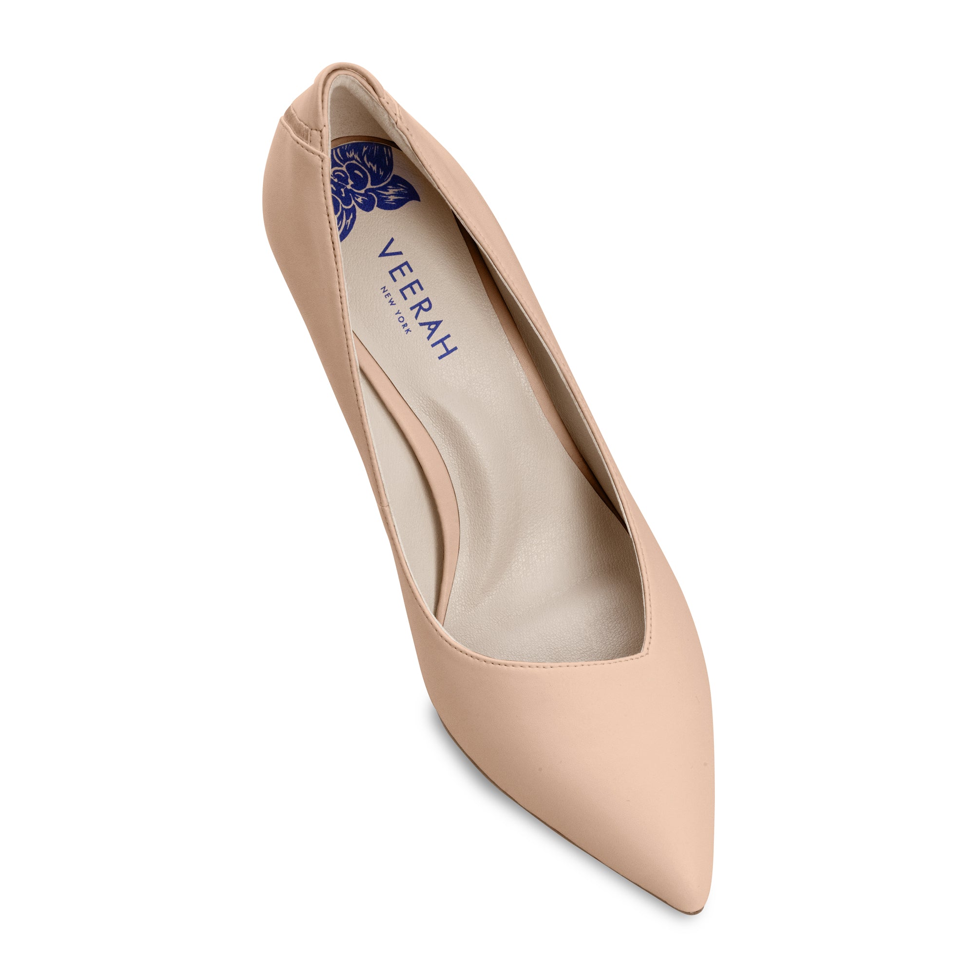 Beige vegan heels in recycled vegan leather pointed toe heels Frida pointy toe pump VEERAH Designer Vegan Shoes
