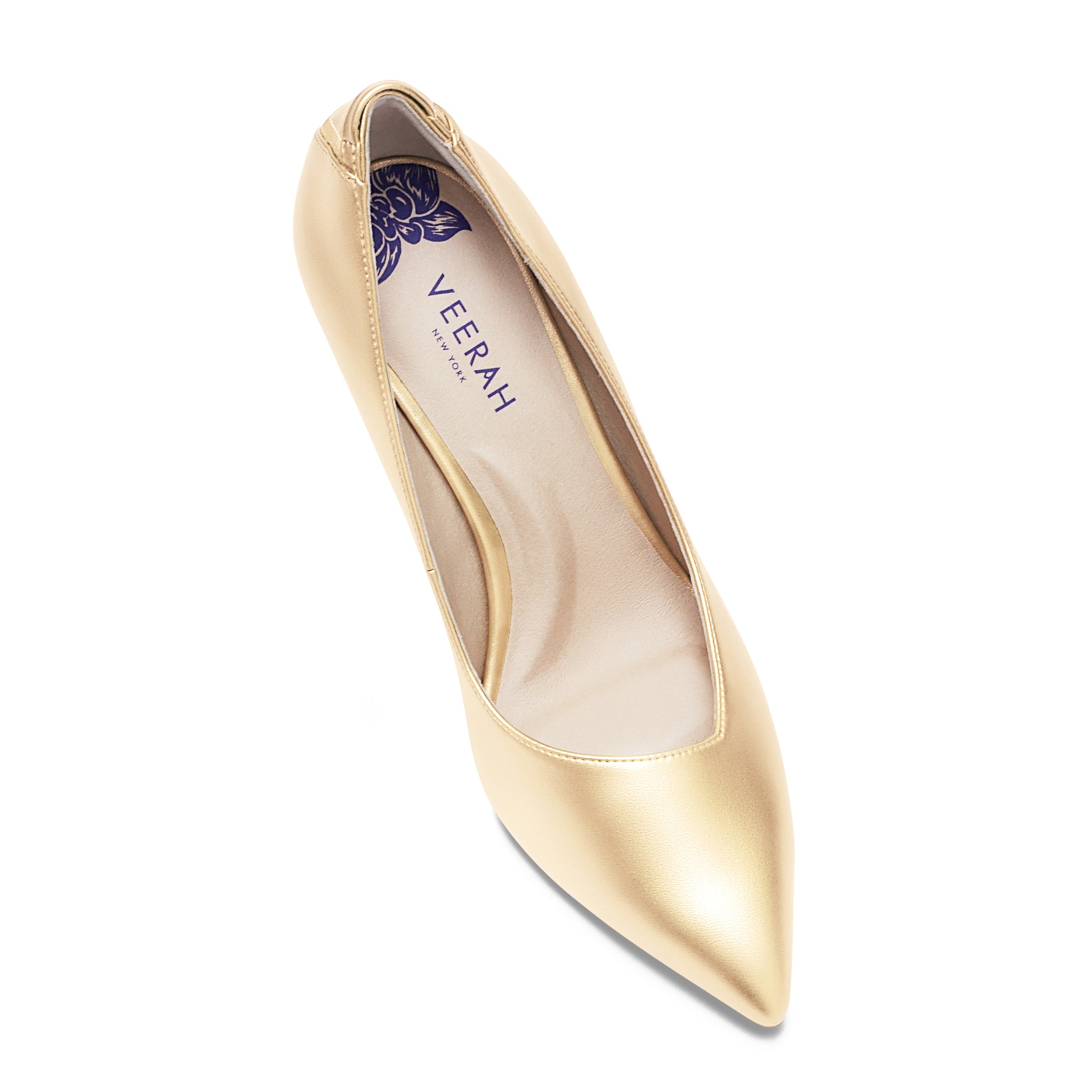 Gold vegan shoes in recycled vegan leather pointed toe Frida pointy toe pump VEERAH Designer Vegan Shoes