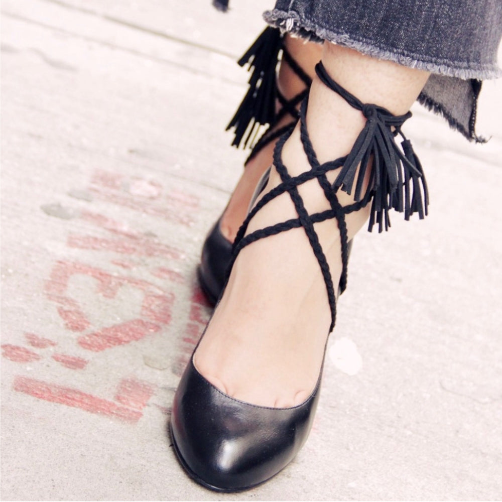 Lace up tassel sandals online