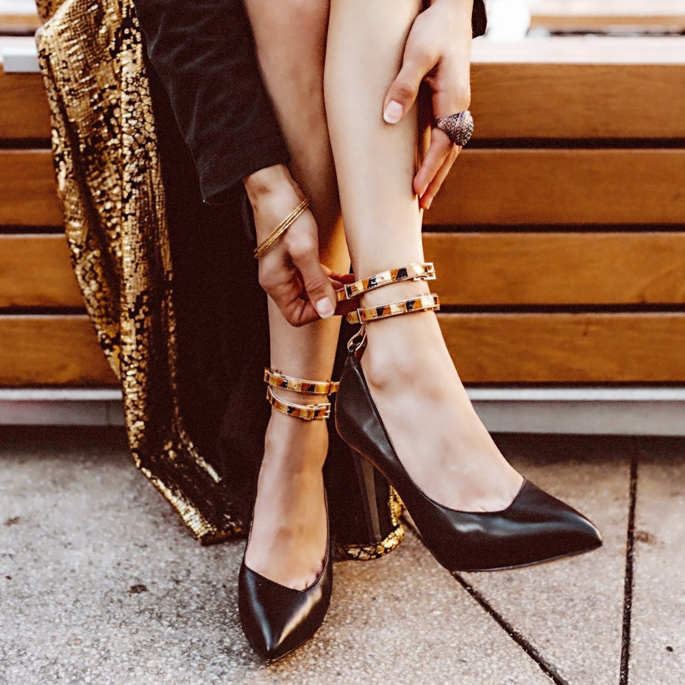 Detachable Multi Gold Ankle Shoe Strap on High Heels