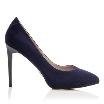 navy vegan suede platform heel