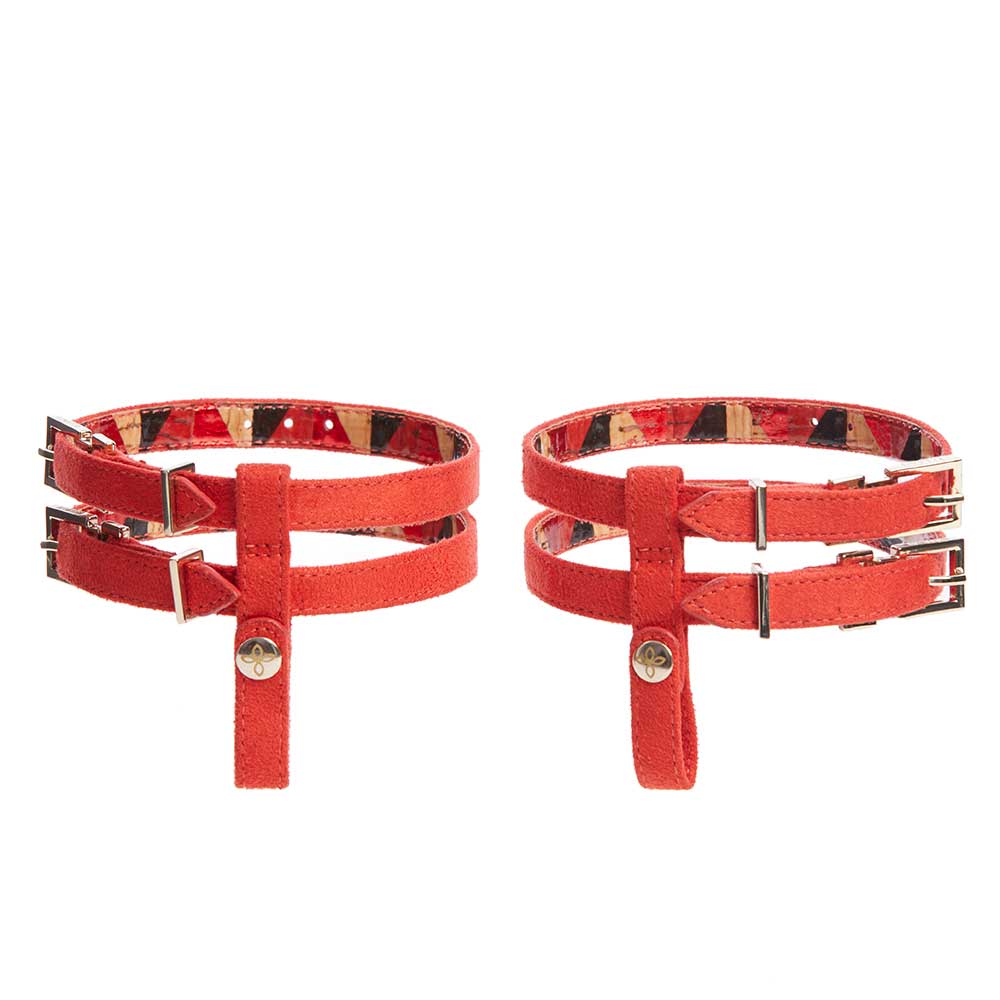 Reversible Double Ankle Shoe Straps Volcano Red Multi Red VEERAH VEERAH Designer Vegan Shoes